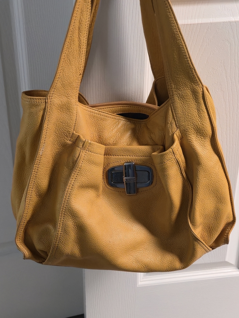 b. makowsky Mustard Yellow Leather Shoulder Bag